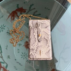 Thacker Snake-Print Crossbody Phone Case and wallet with Gold Chain